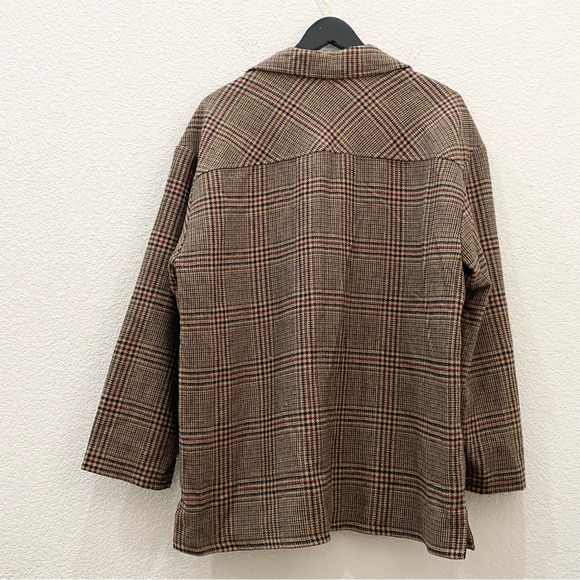 Vintage For Pete’s Sake Brown/Tan Houndstooth Oversized Blazer Jacket Size L - Picture 7 of 14